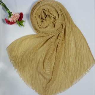 Designer Crinkled Cotton Mesh Sparkling  Women's Stole - Golden
